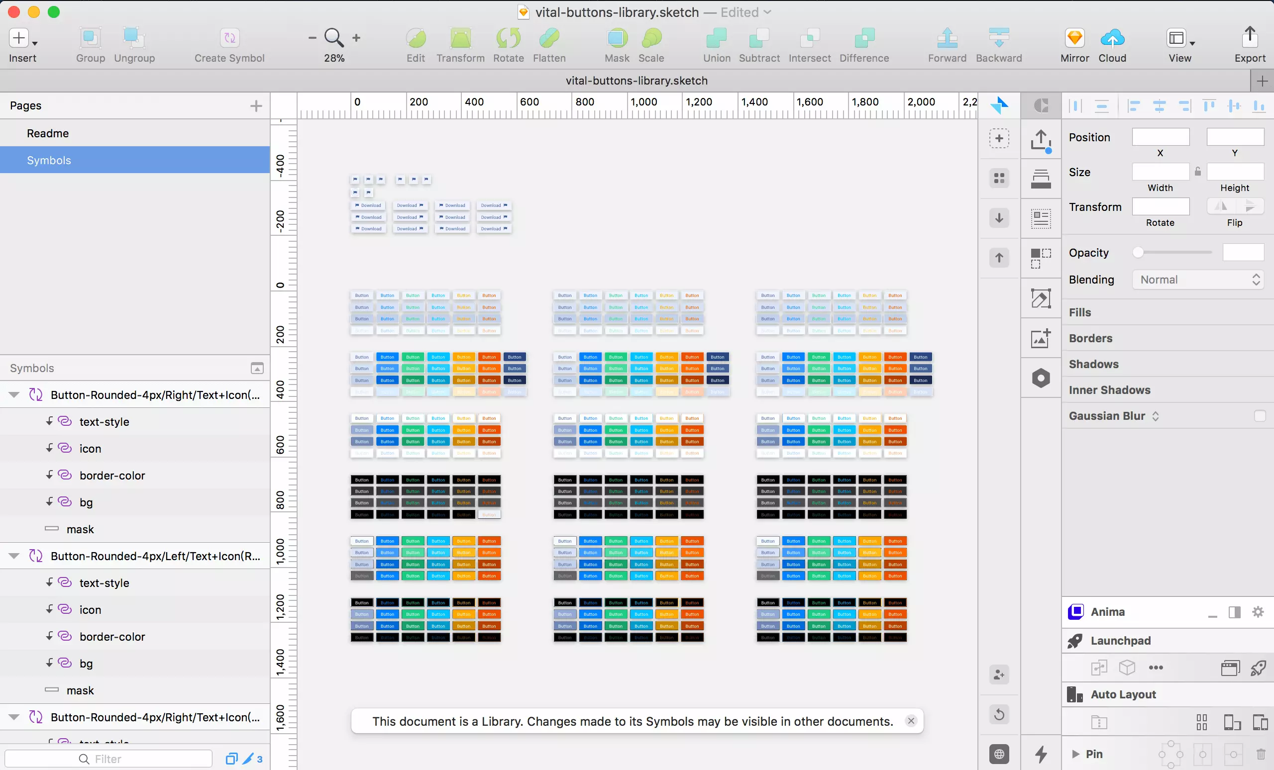 Sketch App 檔案 Button 元件示意圖